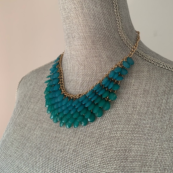 Blue to Green Ombré jewel Statement Necklace - Picture 5 of 7